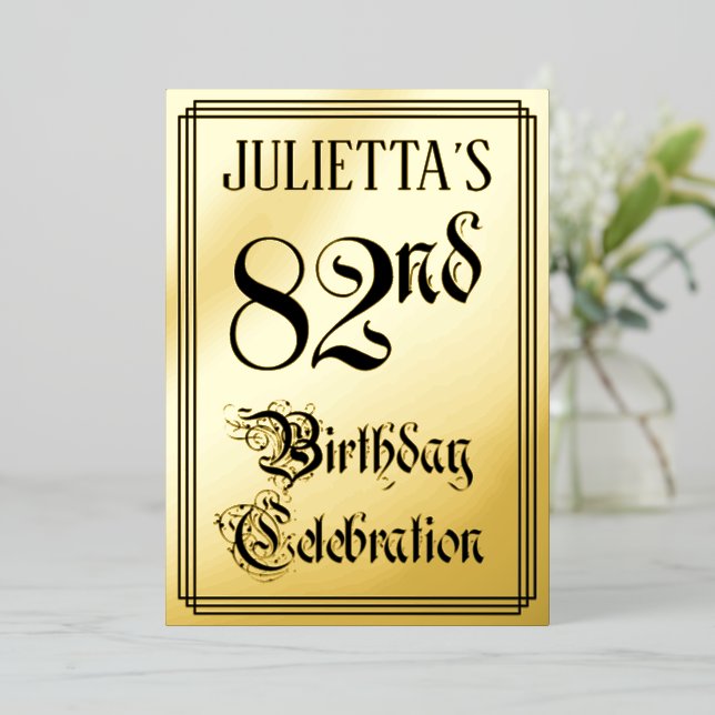 82. Geburtstagsparty — Elegantes Script + Individu Folieneinladung (Stehend vorne)