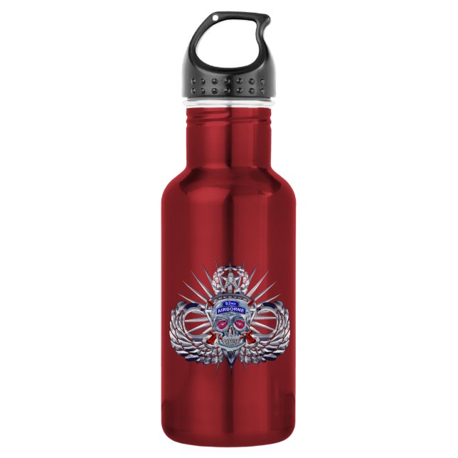 82. Im Flugzeug Abteilung "Spiked Skull" Rote Flas Edelstahlflasche (Vorderseite)