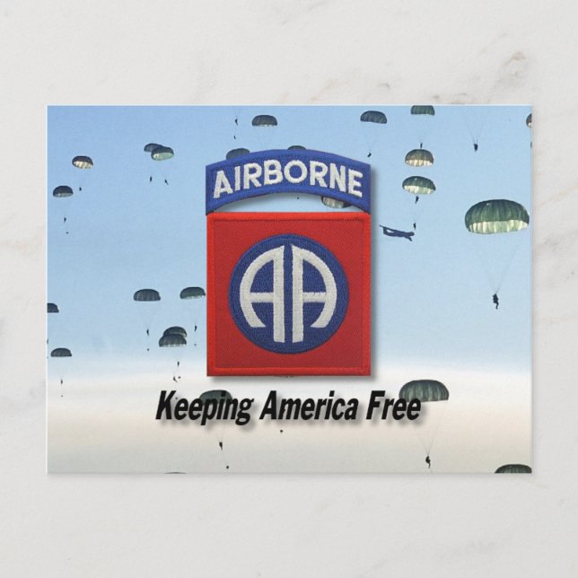 82. im Flugzeug Army Postcard Division Patches vet Postkarte (Vorderseite)