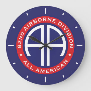 82. Im Flugzeug Division All American Lässig Patc Große Wanduhr
