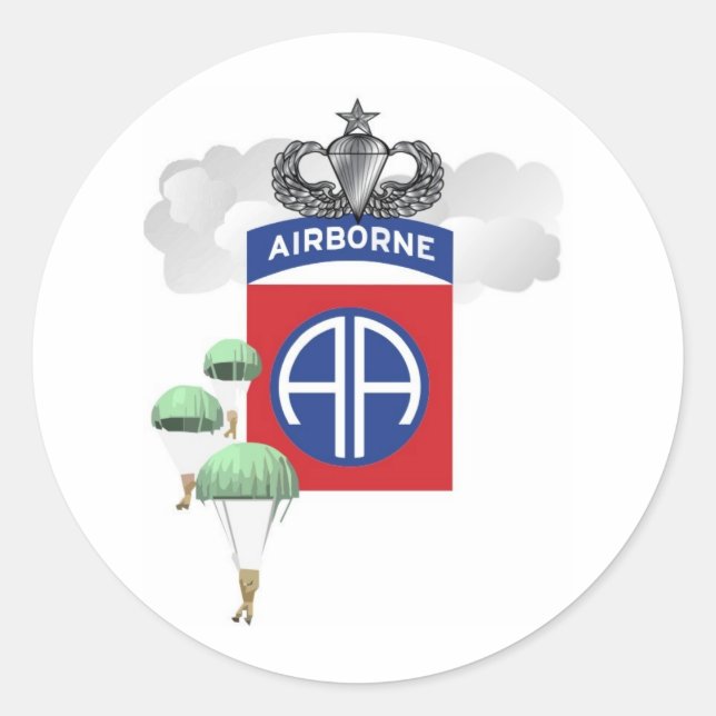 82. Im Flugzeug, Fallschirmjäger, Sprünge Runder Aufkleber (Vorderseite)