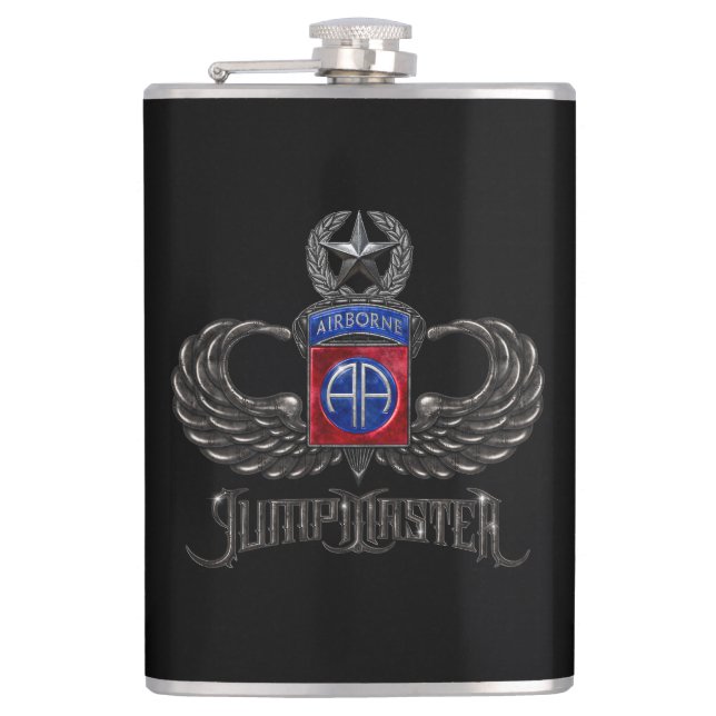 82. Im Flugzeug Jumpmaster Vinyl Wrapped Flask Flachmann (Vorderseite)