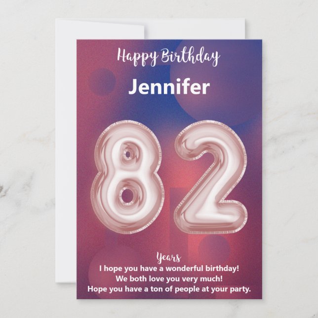 82 Jahre alte Happy Birthday Card (Vorderseite)