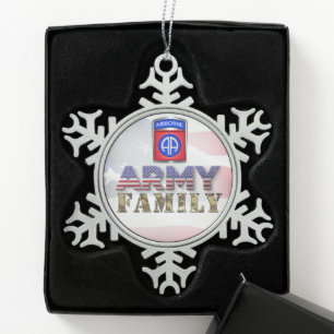 82. Luftlandedivision Army-Familie Schneeflocken Zinn-Ornament