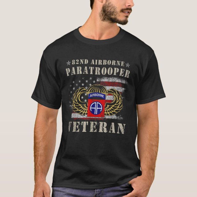 82e T-shirt vétéran parachutiste aéroporté (Devant)