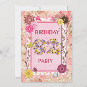 82ème anniversaire invitation fête avec cadre fleu