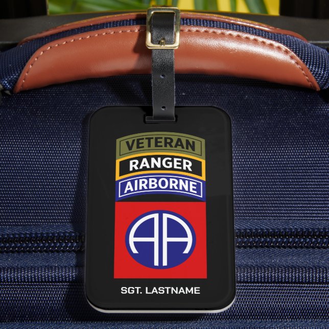82nd Airborne Ranger Veteran Tab Patch Gepäckanhänger (Vorderseite Insitu 2)