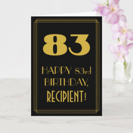 83. Geburtstag - Art Deco Inspiriert Look "83" & N Karte