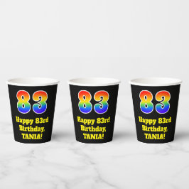 83. Geburtstag: Farbenfroh, Spaß, Spannung, Regenb Pappbecher