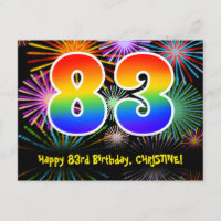 83. Geburtstag - Fun Fireworks Pattern + Rainbow 8