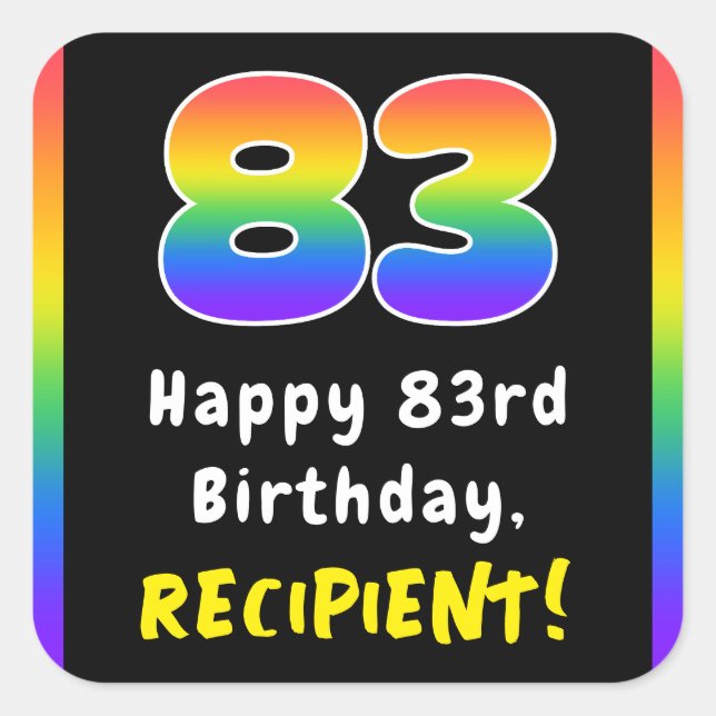 83. Geburtstag: Rainbow Spectrum # 83, Individuell Quadratischer Aufkleber (Vorderseite)