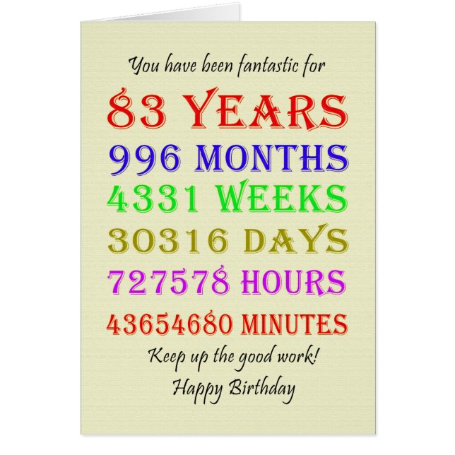 83. Geburtstags-Meilensteine (Vorne)