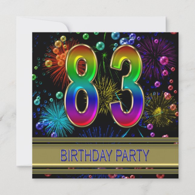83. Geburtstagsparty Einladung mit Blasen (Vorderseite)