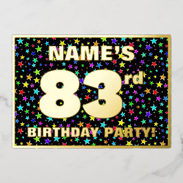 83. Geburtstagsparty — Fun, farbenfrohe Sternenmus Folieneinladung