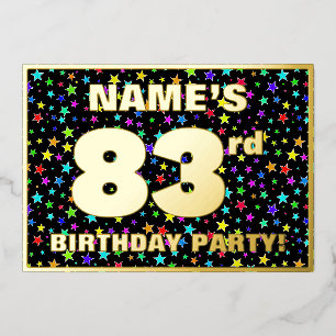 83. Geburtstagsparty — Fun, farbenfrohe Sternenmus Folieneinladung