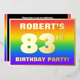 83. Geburtstagsparty: Spaß, farbenfrohe Regenbogen Folieneinladung