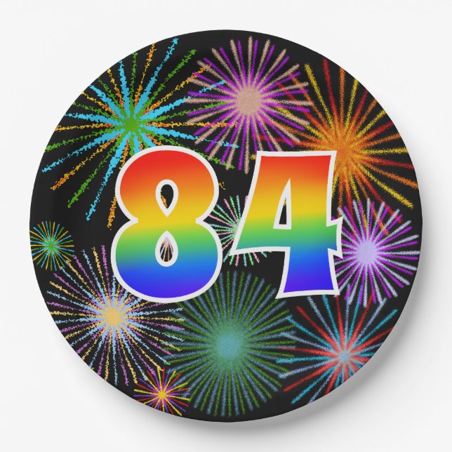 84. Event - Spaß, farbenfroh, kühl, Regenbogen 84 Pappteller (Vorderseite)