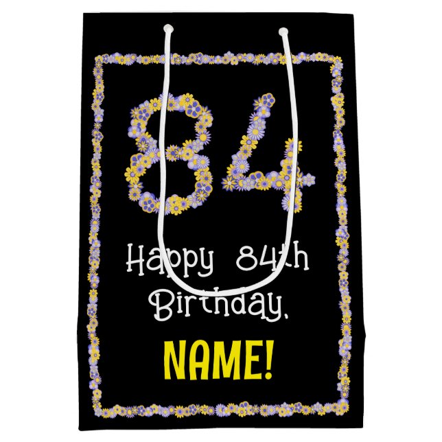 84. Geburtstag: Blumennummer, Individuelle Name, B Mittlere Geschenktüte (Rückseite)