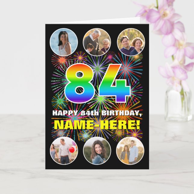 84. Geburtstag: Fun Rainbow #, Individuelle Name & Karte (Orchidee)
