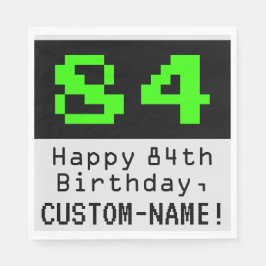 84. Geburtstag - Nerdy / Geeky Style "84" & Name Serviette