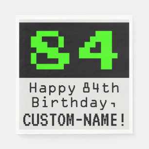 84. Geburtstag - Nerdy / Geeky Style "84" & Name Serviette