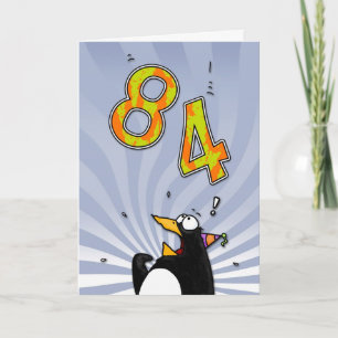84. Geburtstag - Pinguin-Überraschungs-Karte Karte