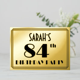 84. Geburtstagsparty — Art Deco Look "84" + Name Folieneinladung