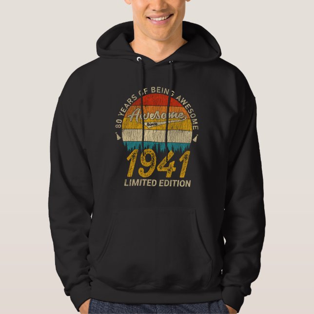 84 Jahre alt 1941 Retro Phantastisches 84. Geburts Hoodie (Vorderseite)