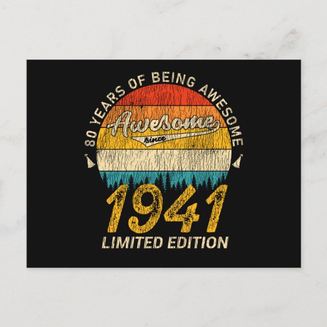84 Jahre alt 1941 Retro Phantastisches 84. Geburts Postkarte (Vorderseite)