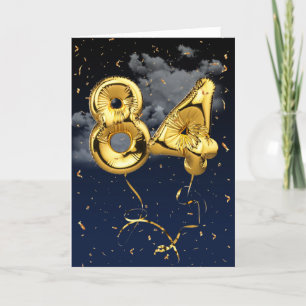 84e Anniversaire Gold Mylar Balloon et carte Confe