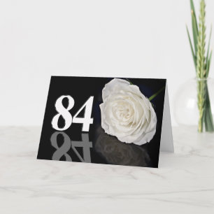 84th Birthday Card with a classic white rose Karte