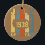 84th Birthday July 1938 84 Years Of Being Awesome Keramik Ornament<br><div class="desc">84th Birthday July 1938 84 Years Of Being Awesome Gift. Perfect gift for your dad,  mom,  papa,  men,  women,  friend and family members on Thanksgiving Day,  Christmas Day,  Mothers Day,  Fathers Day,  4th of July,  1776 Independent day,  Veterans Day,  Halloween Day,  Patrick's Day</div>