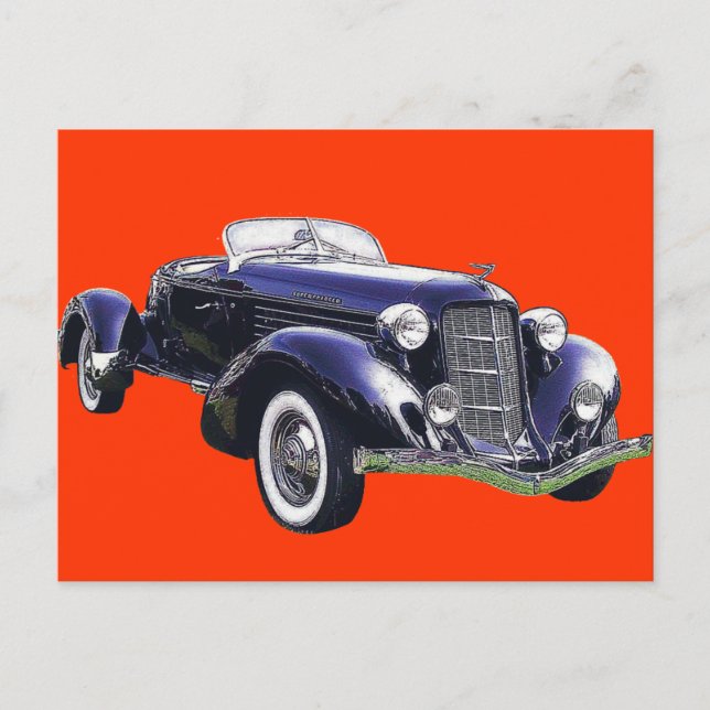 851 Auburn Boattail Speedster Auto Black Car Postkarte (Vorderseite)