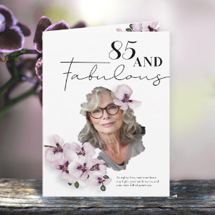 85 & Fantastische Orchideen-Foto-Geburtstagskarte Karte