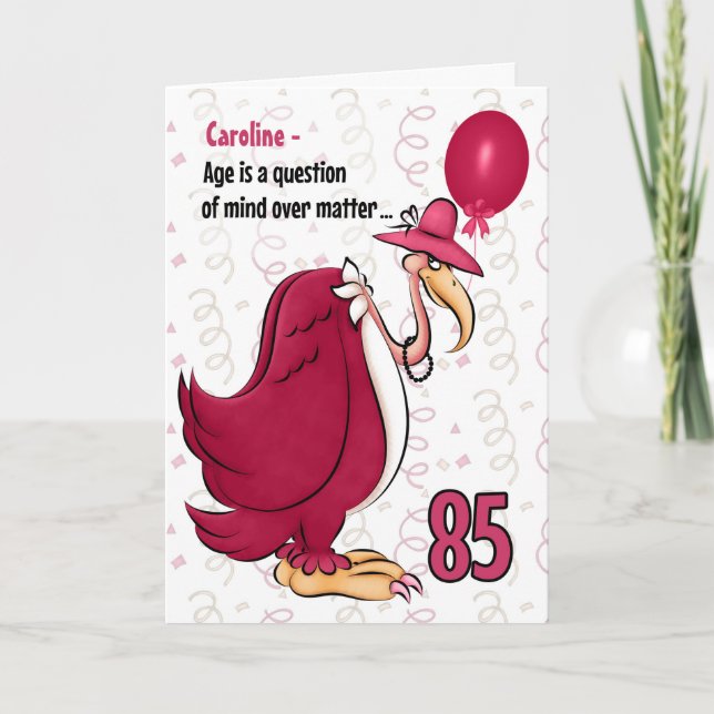 85. Funny Birthday Pink Buzzard mit Namen Karte (Vorderseite)