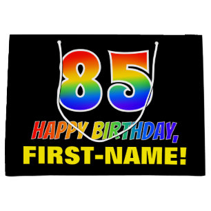 85. Geburtstag: Bold, Fun, Simple, Rainbow 85 Große Geschenktüte