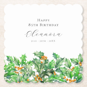 85. Geburtstag Dezember Geburtstag Blume Holly Cus Untersetzer