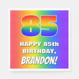 85. Geburtstag: Farbiges, lustiges Regenbogenmuste Serviette