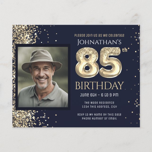 85. Geburtstag Foto Gold Ballon Paper Sheet (Vorderseite)