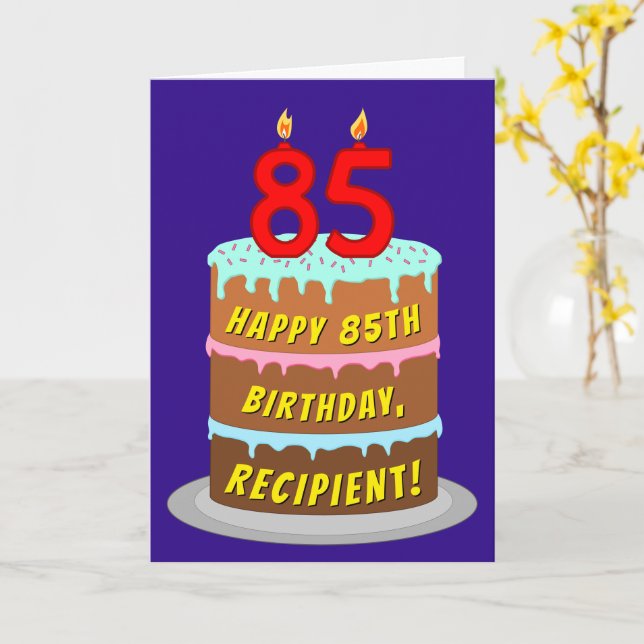85. Geburtstag: Fun Cake and Candles + Individuell Karte (Gelbe Blume)