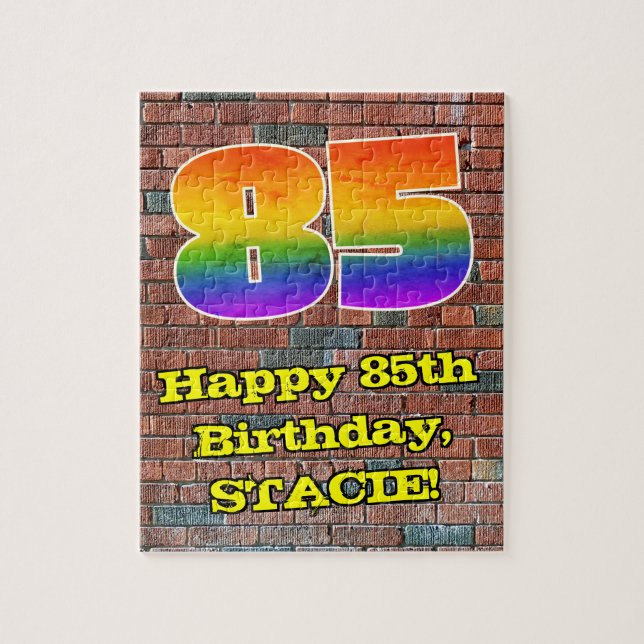 85. Geburtstag: Fun Graffiti-Inspiriert Regenbogen (Vertikal)