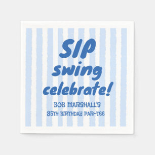 85. Geburtstag Golf Bold Blau Typografie Streifen Serviette