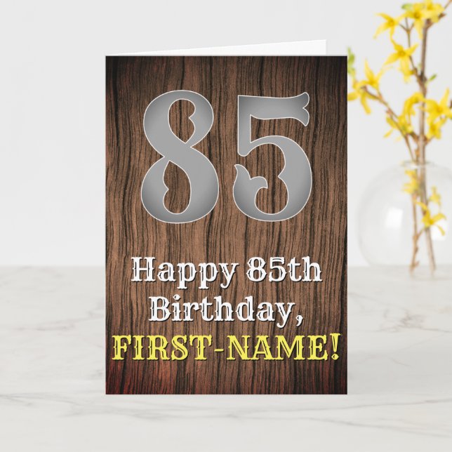 85. Geburtstag: Inspirierter Country Western Look, Karte (Gelbe Blume)