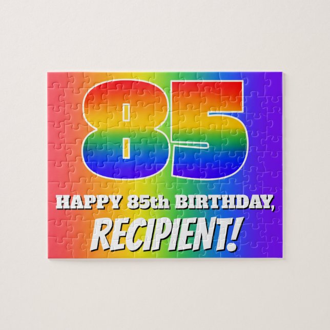 85. Geburtstag — mehrfarbiges Regenbogenmuster "85 (Horizontal)