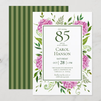 85. Geburtstag Pink Hydrangeas Einladung