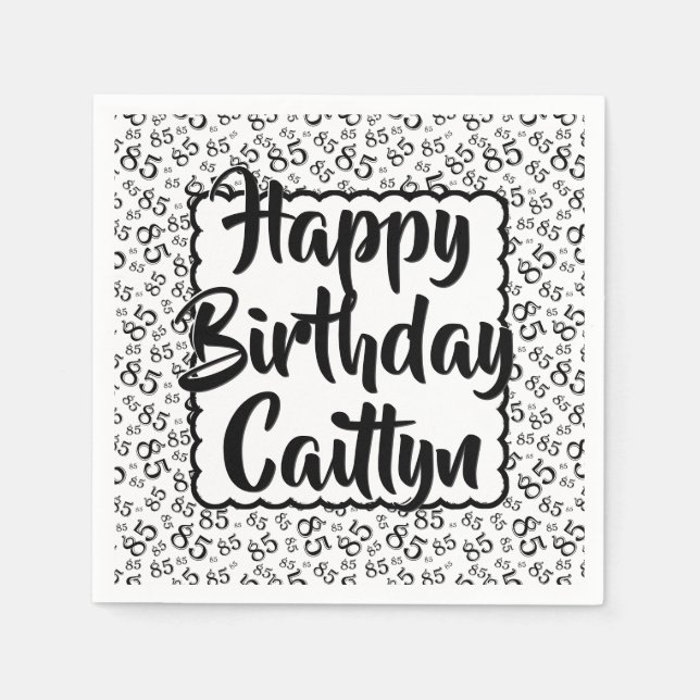 85. Geburtstag Random Number Pattern Scallop Schwa Serviette (Vorderseite)