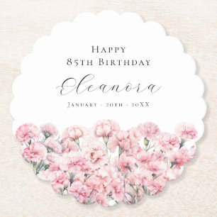 85. Geburtstag Rosa Nelke Januar Geburtsblume Untersetzer