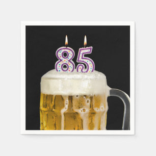 85. Geburtstagsbär auf schwarz Serviette