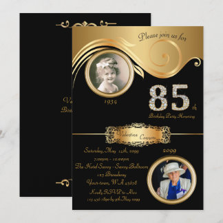 85.,Geburtstagsfrau 85.,Deko der eleganten Kunst,  Einladung