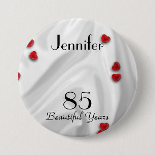 85. Geburtstagskarte / Button, kleine rote Herzen Button